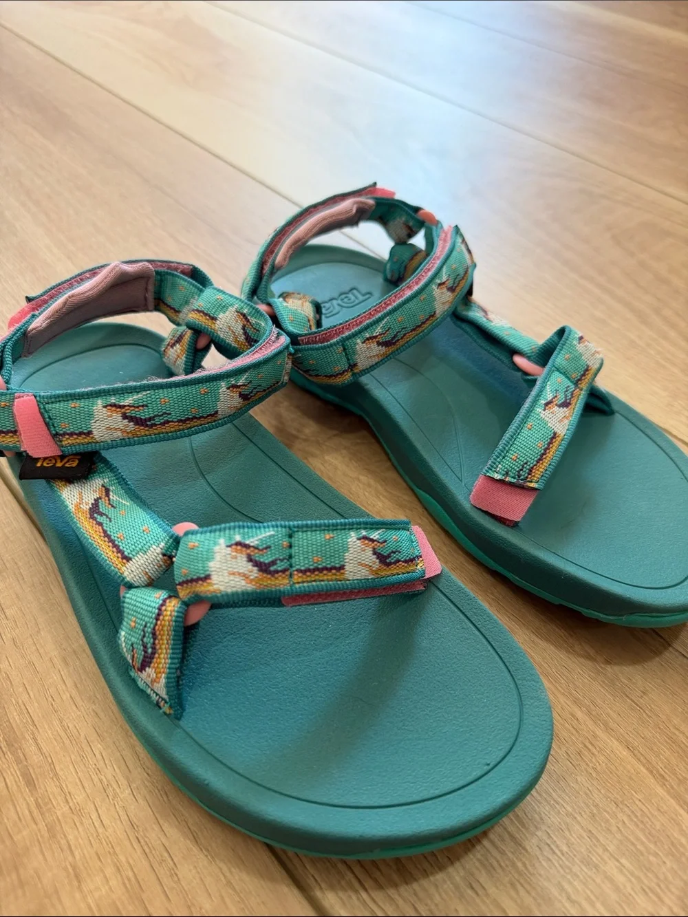 Teva Teal Sandals with Pink Accents